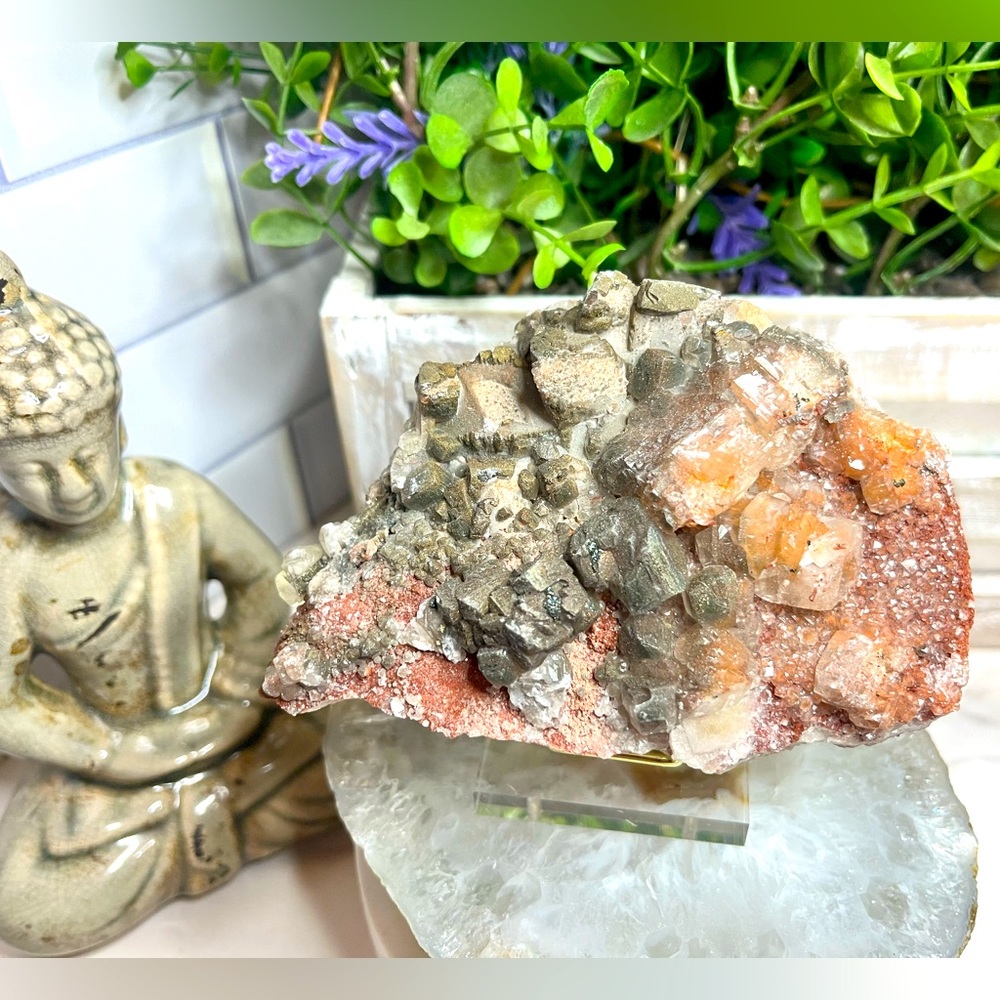 Beautiful Red Calcite with Dolomite and Chalcopyrite